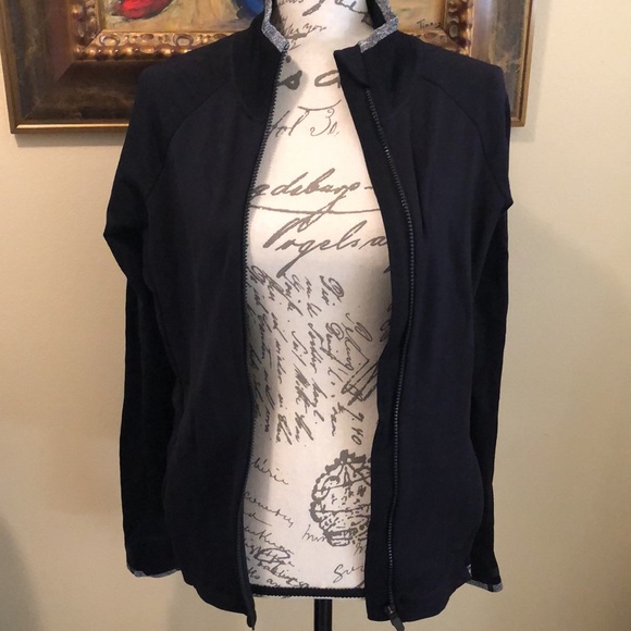 Adidas Classic fabric ribbed gray trimmed neckline, sleeves and front hem jacket - Picture 9 of 12